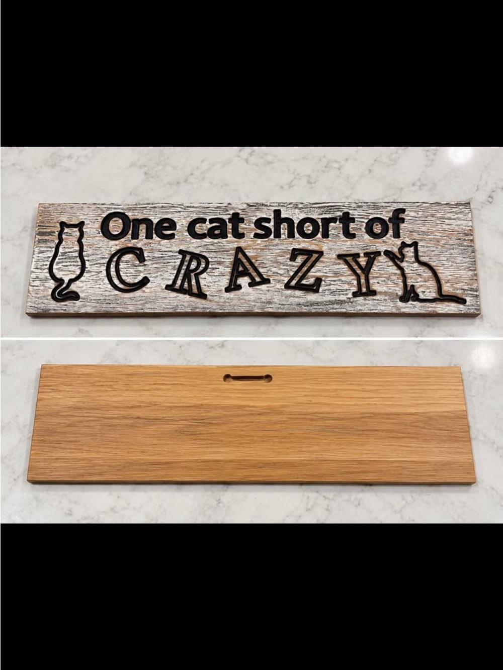 Rustic White & Black 'One Cat Short of Crazy' Wall Sign - Home Wall Decor